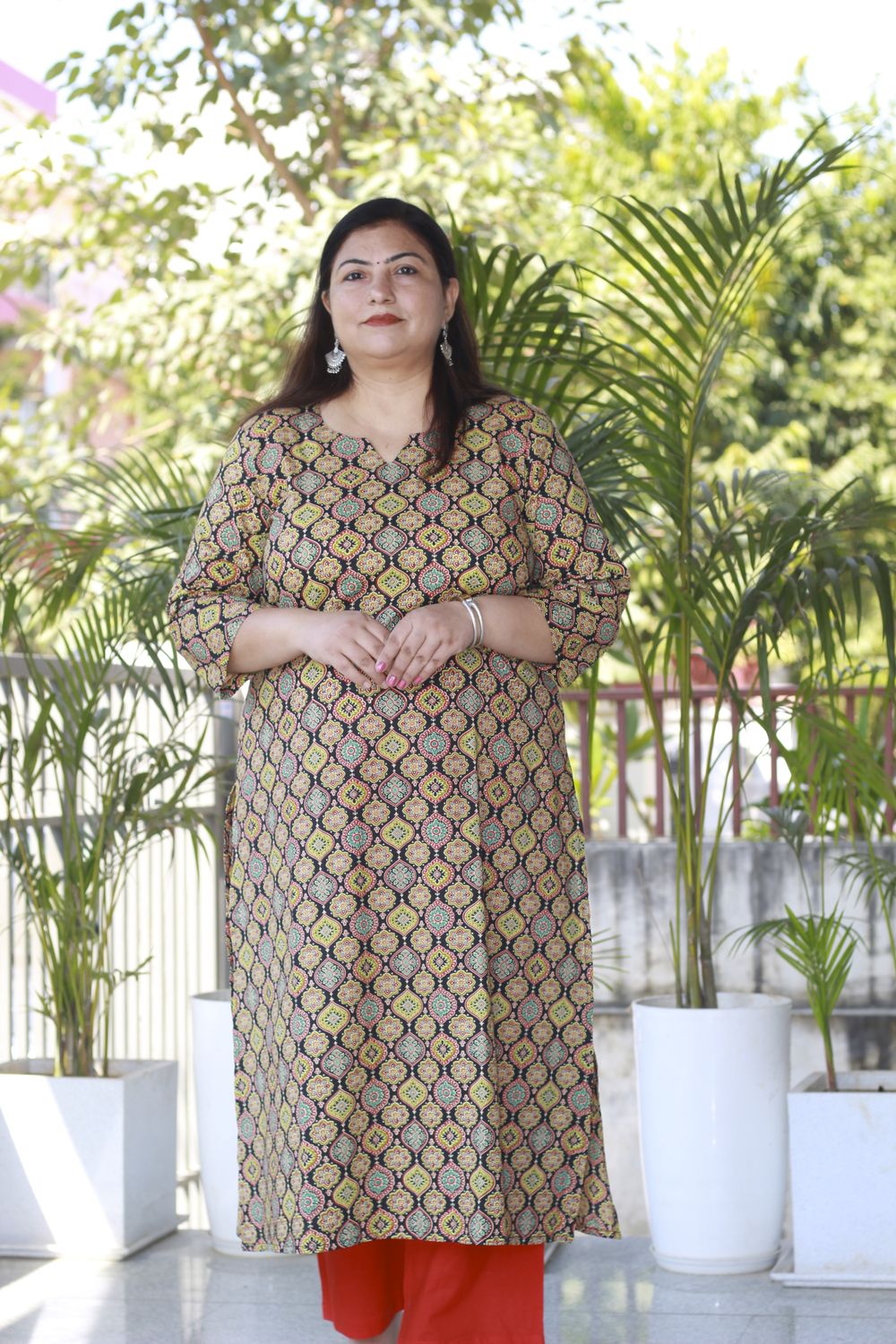 Plus Size Black Ajrak Kurta