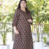 Plus Size Black Sanganeri Butta Kurta