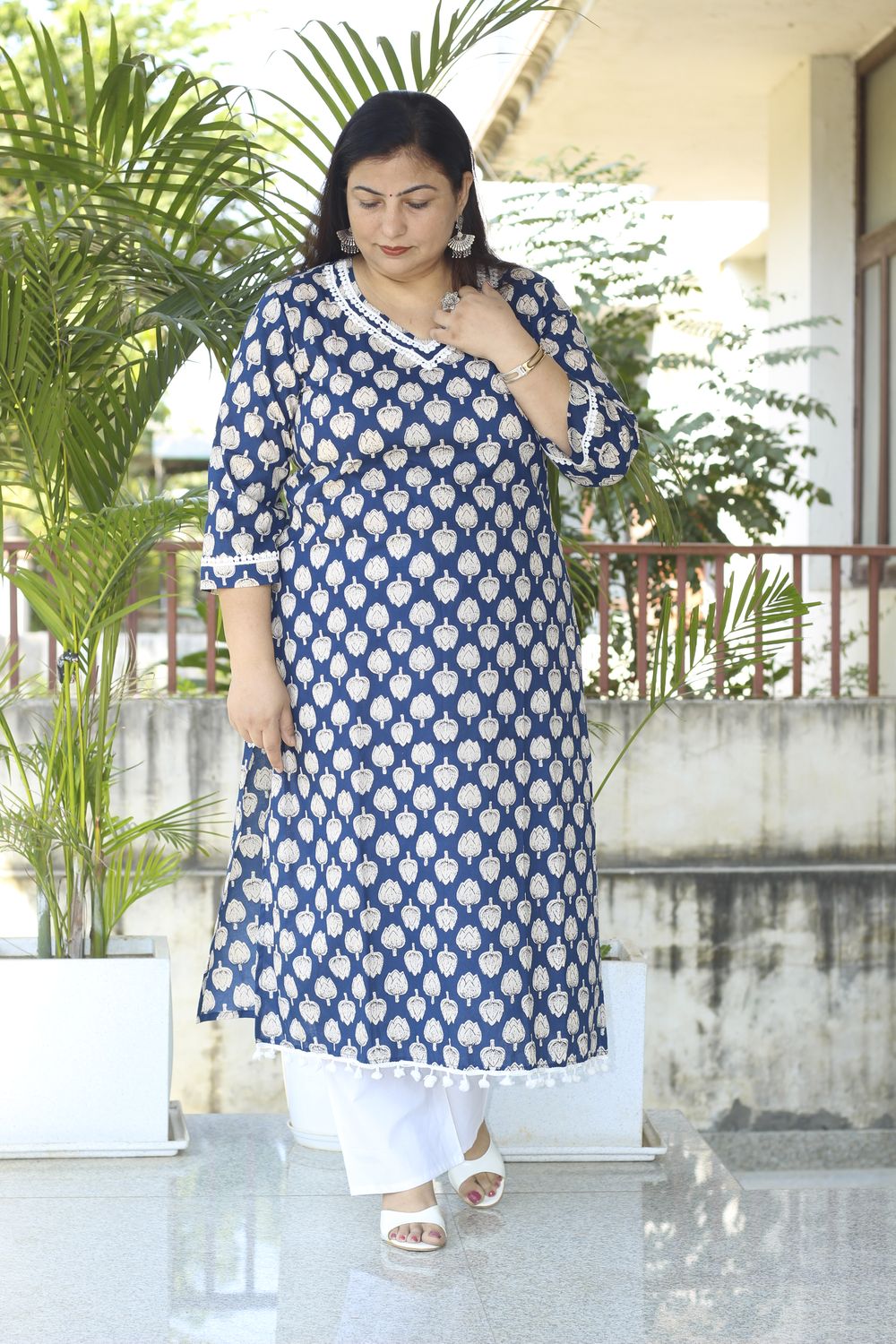 Plus Size Blue Lotus Kurta