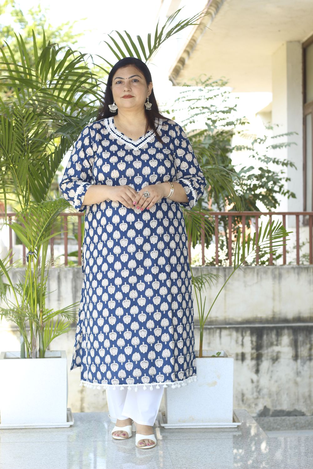 Plus Size Blue Lotus Kurta