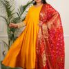 adiricha Solid Mustard Cotton Anarkali