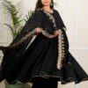 Solid Black Cotton Anarkali Dress