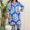 Plus Size Blue Big Floral Coord Set