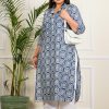 Plus Size Blue Mandala Print Kurta