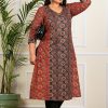 Plus Size Black Ajrak Printed Kurta