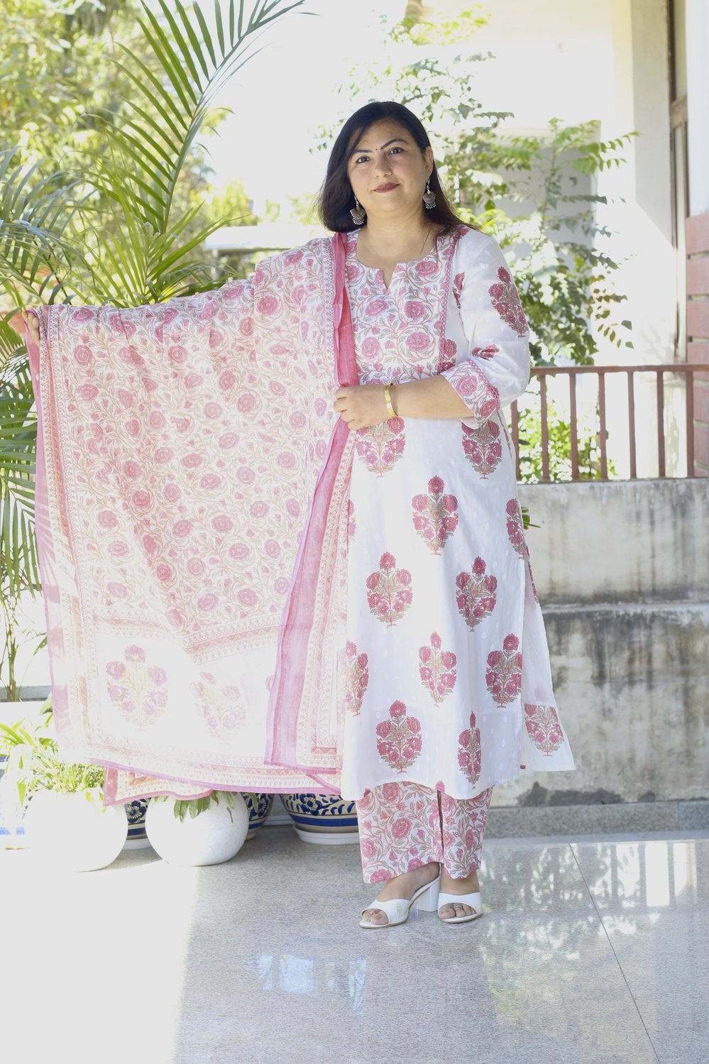 Plus Size Gulabi Jaipuri Printed Dupatta Set