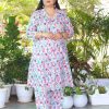 Plus Size Sky Blue Ikat Printed Coord Set