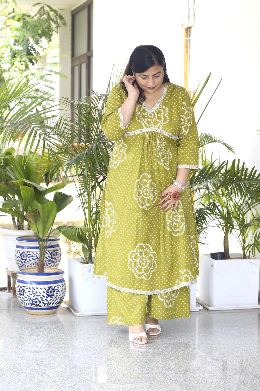 Mehndi Green Chunari Printed Co-Ord Set
