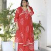 Plus Size Red Chunari Printed Coord Set