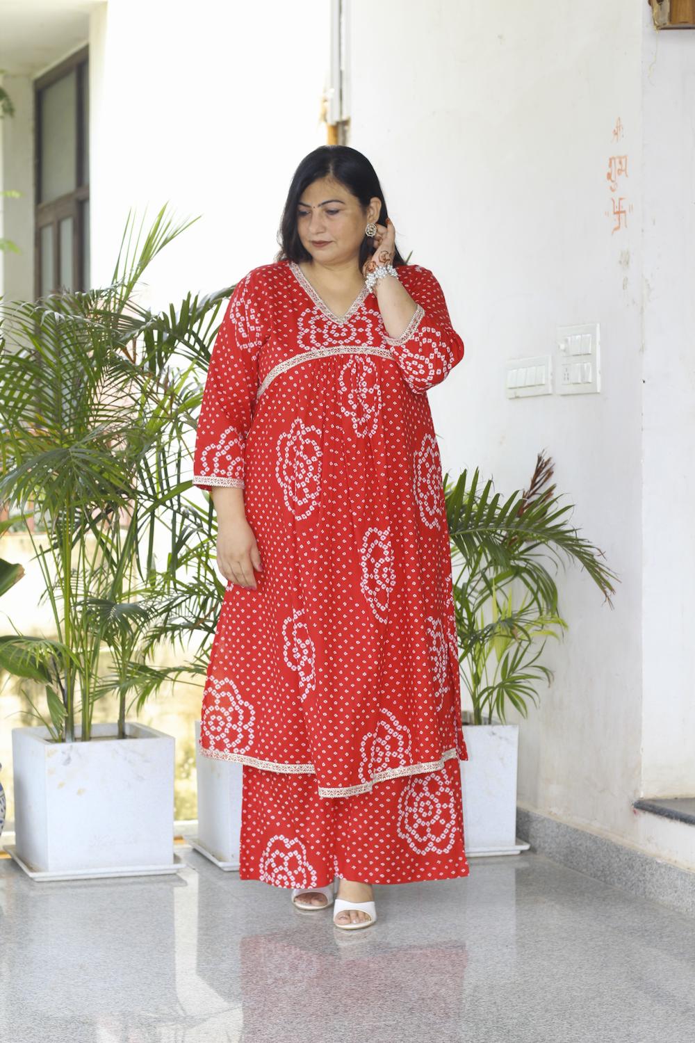 Red Chunari Printed Co-Ord Set