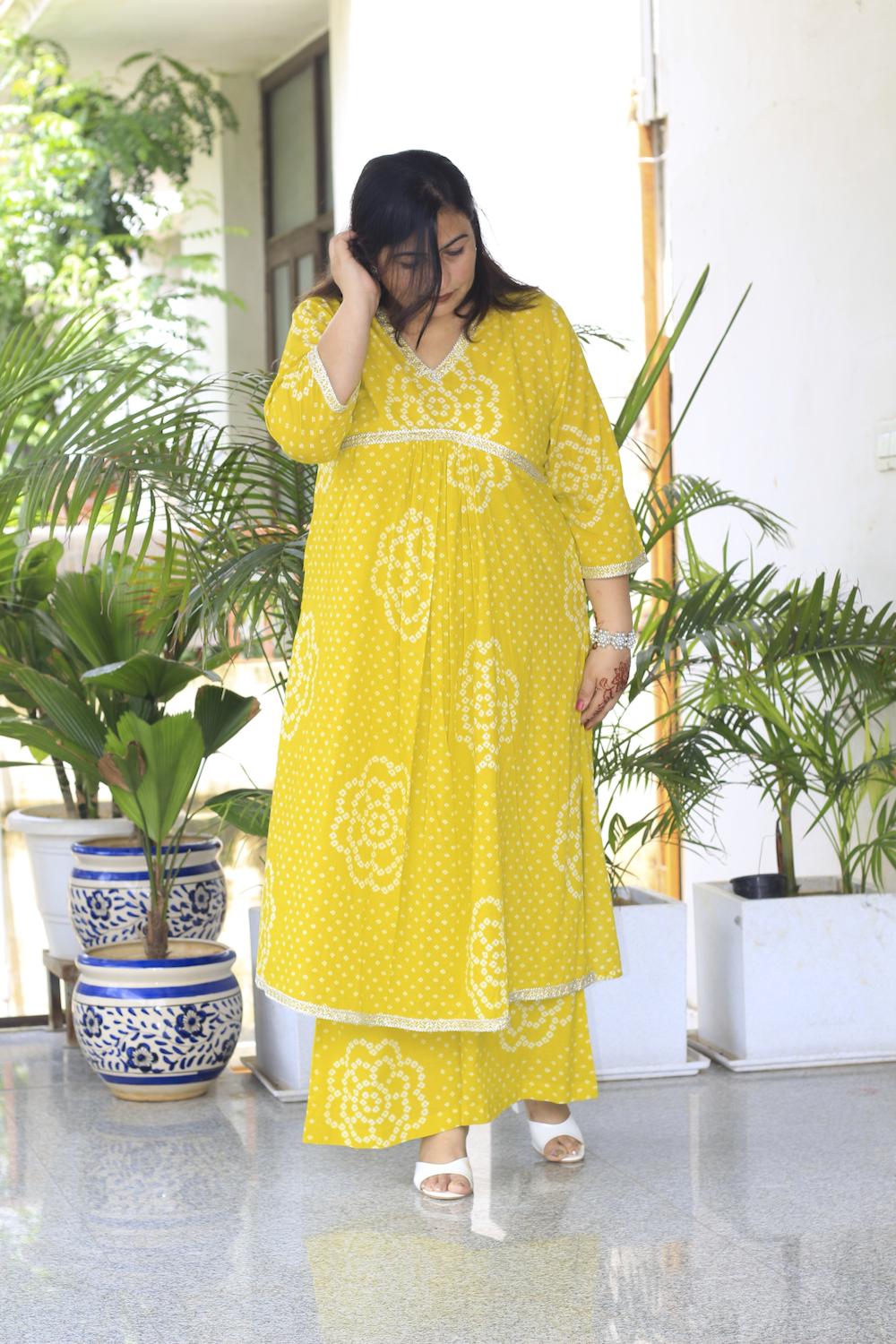Yellow Chunari Printed Co-Ord Set