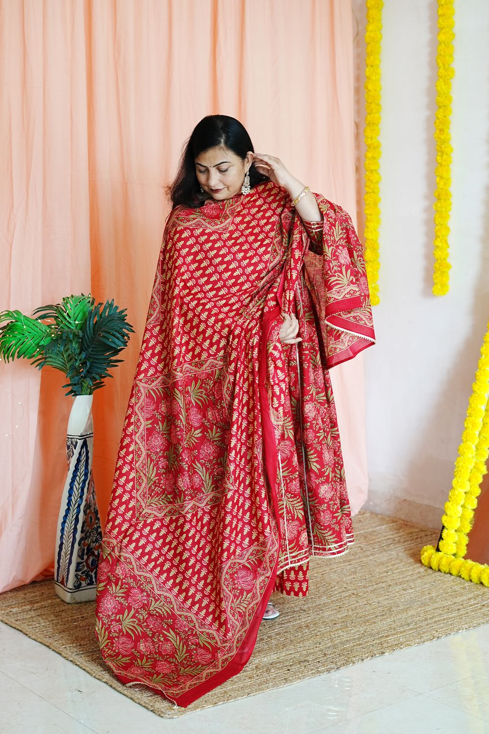 Priya Red Plus Size Anarkali