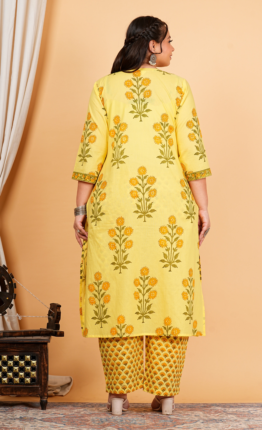 Sun Peela Handblock Printed Kurta Dupatta Set