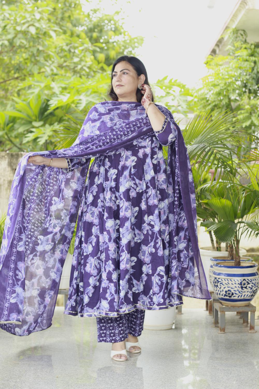 Noor Purple Plus Size Anarkali