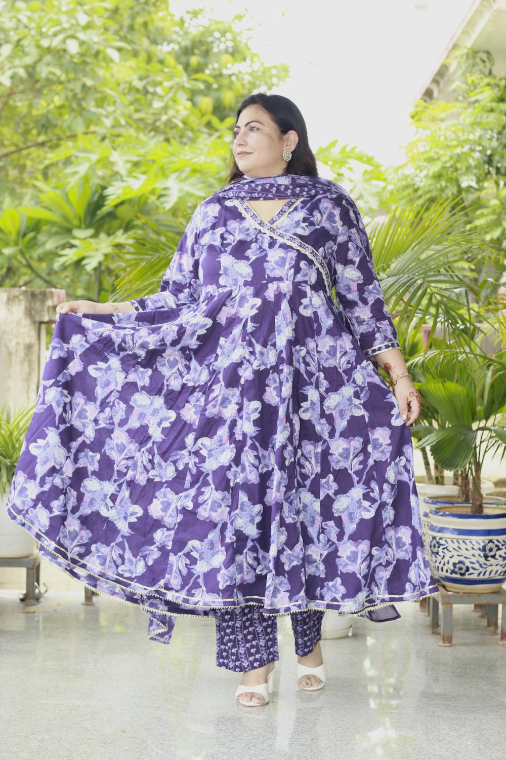 Noor Purple Plus Size Anarkali