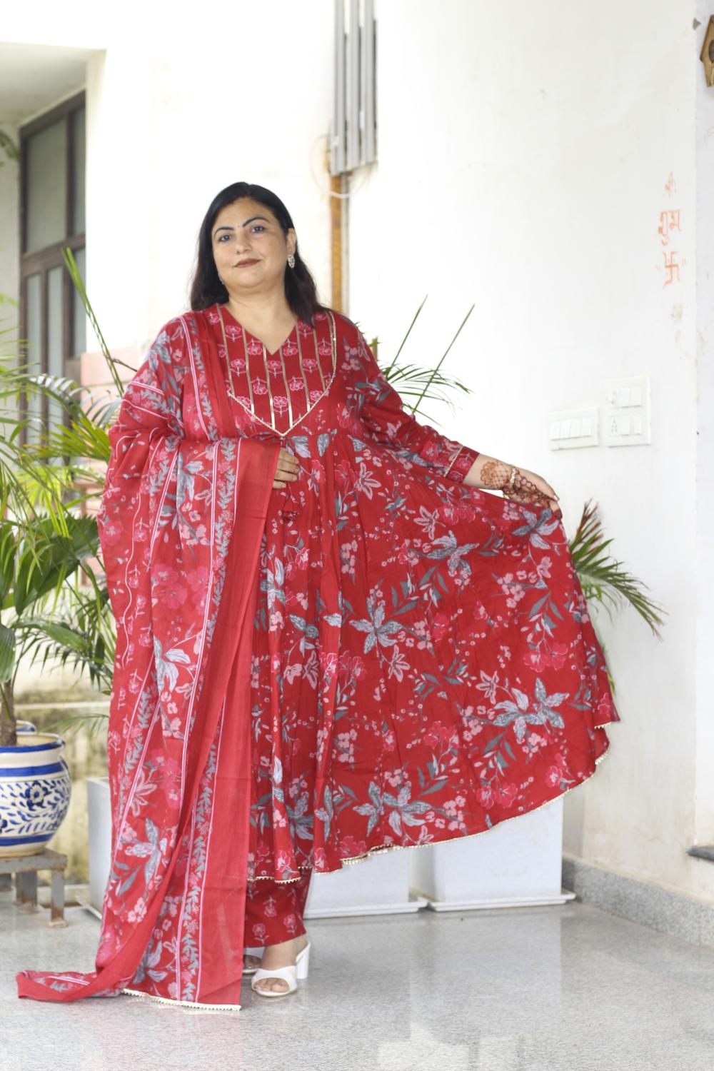 Ayra Maroon Plus Size Anarkali