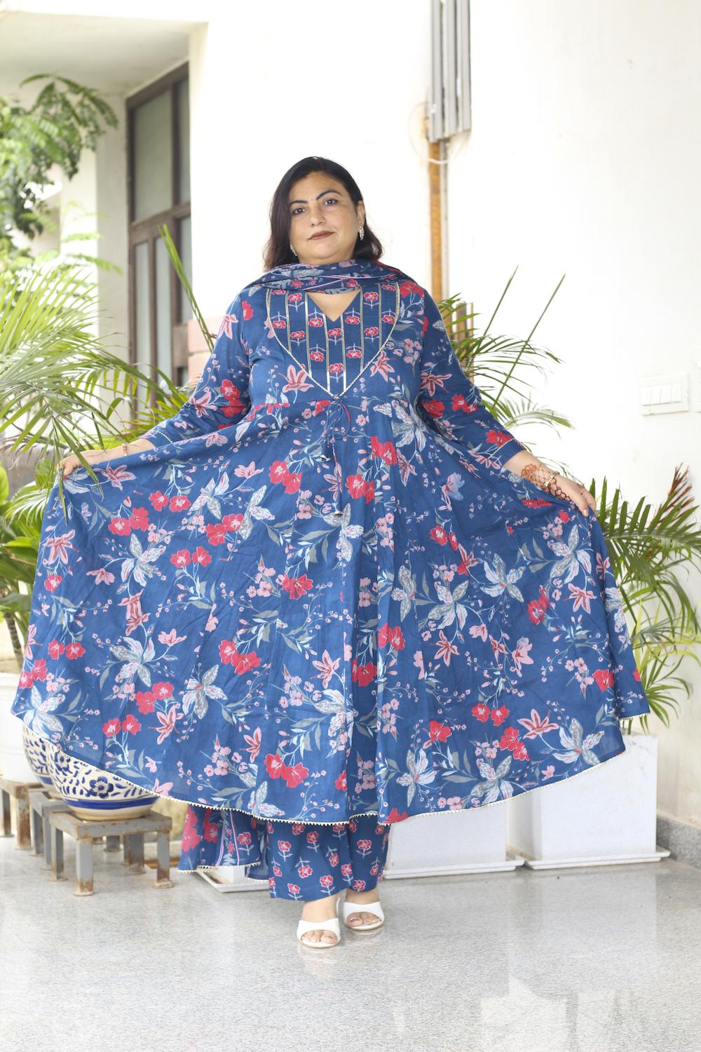 Ayra Indigo Plus Size Anarkali