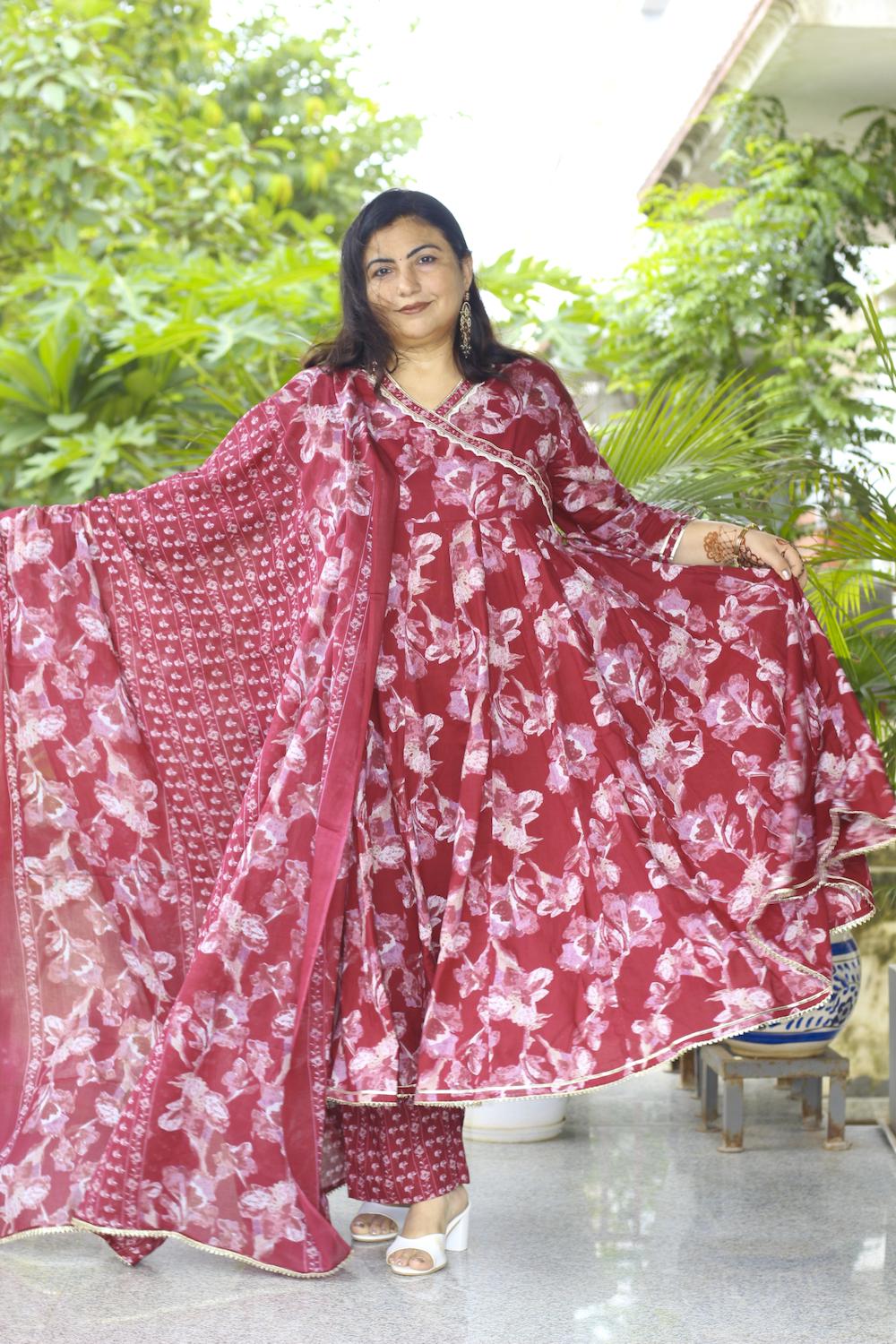Noor Wine Plus Size Anarkali