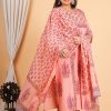 Peach Handblock Printed Kurta Dupatta Set