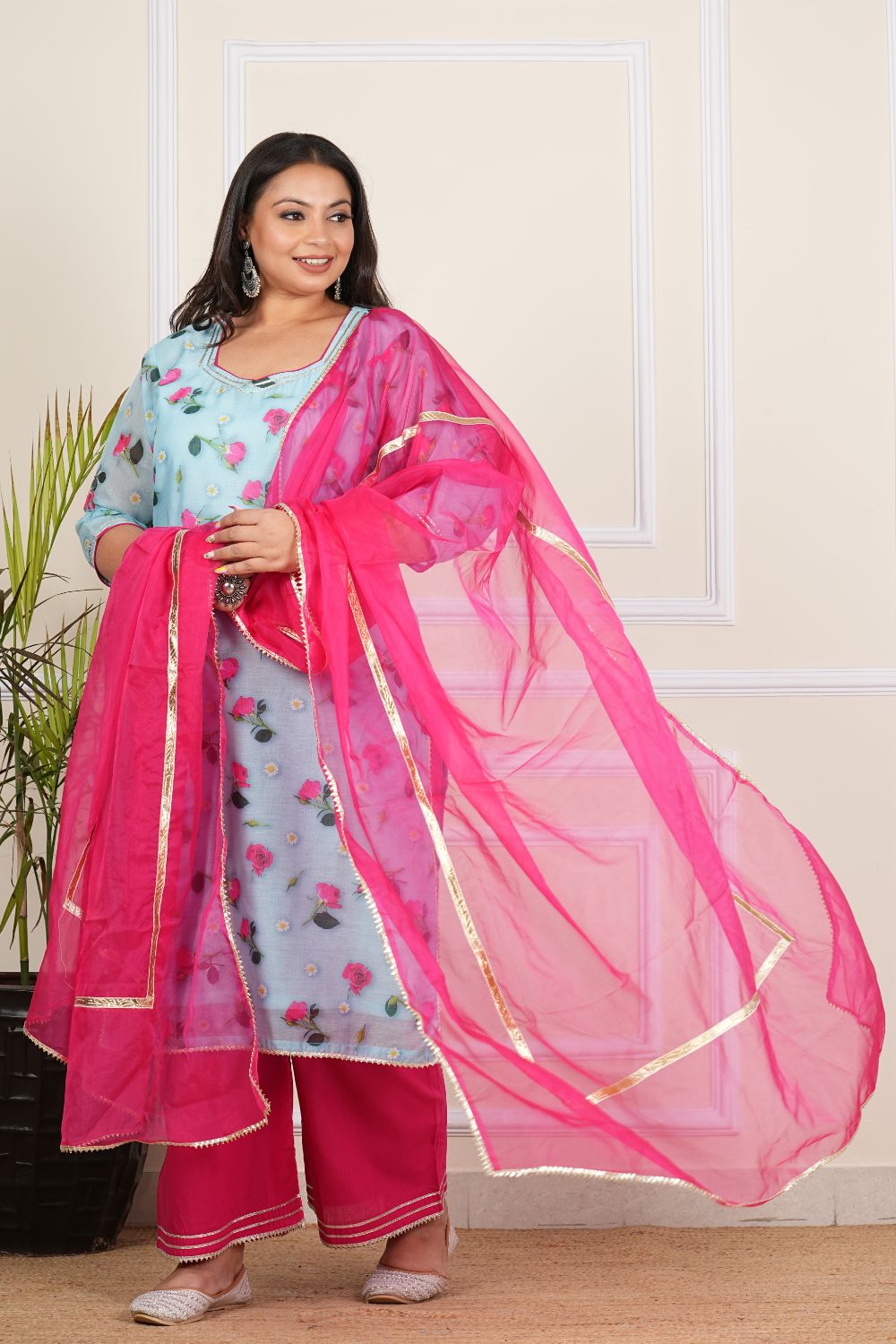 Asmani Gulab Plus Size Dupatta Set