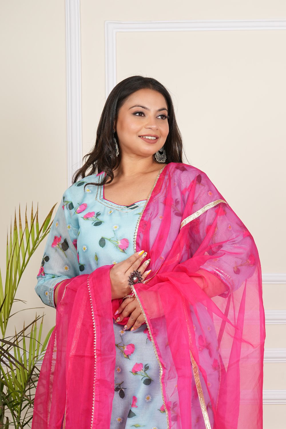 Asmani Gulab Plus Size Dupatta Set