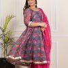 Zahra Grey Floral Anarkali