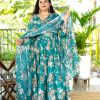 Diya Gulab Flower Green Long Anarkali