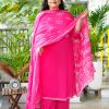 Pink Cotton Dupatta Set