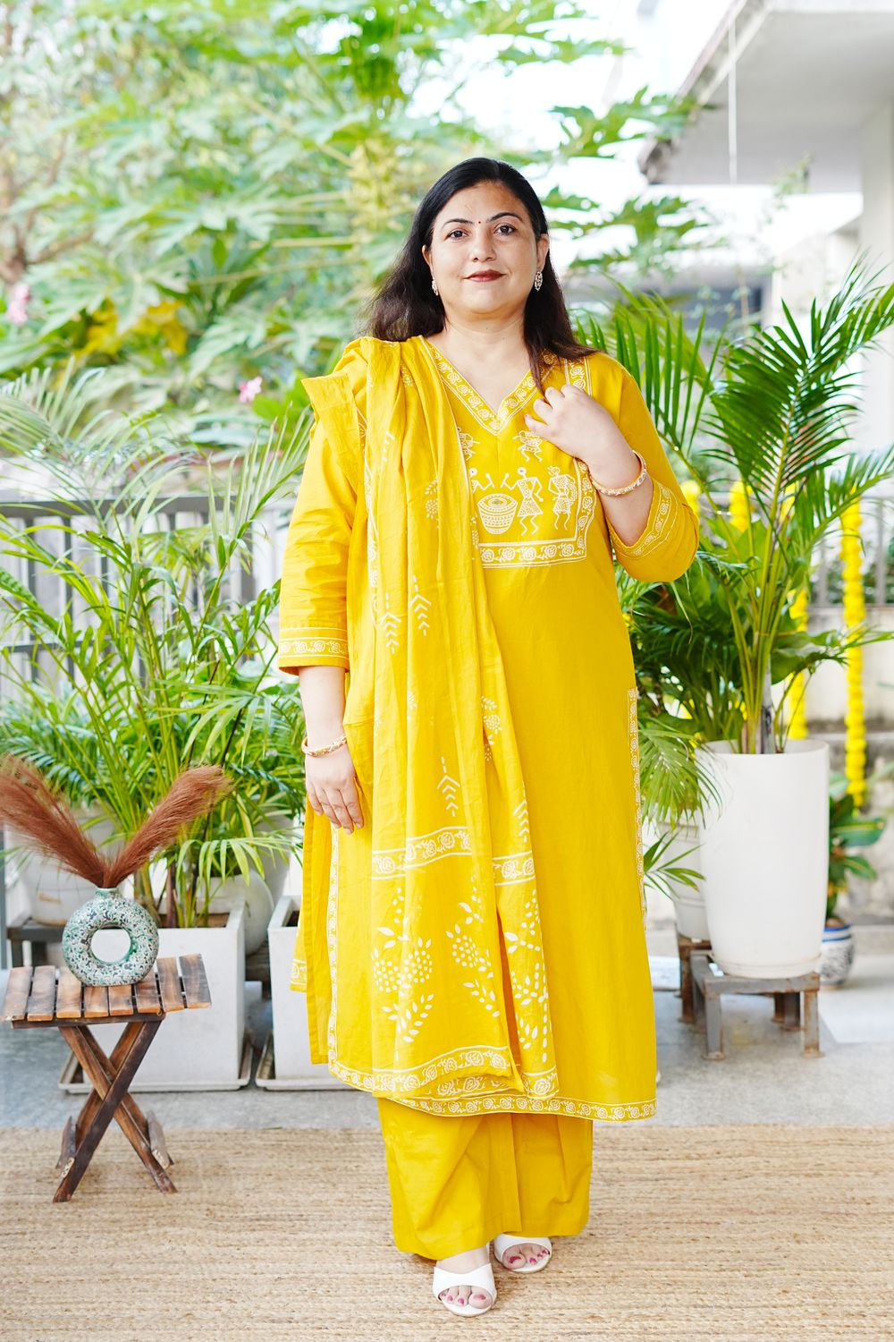 Mustard Cotton Dupatta Set
