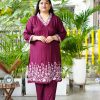 Plus Size Wine Embroidered Co Ord Set