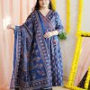Ajrakh Blue Plus Size Anarkali