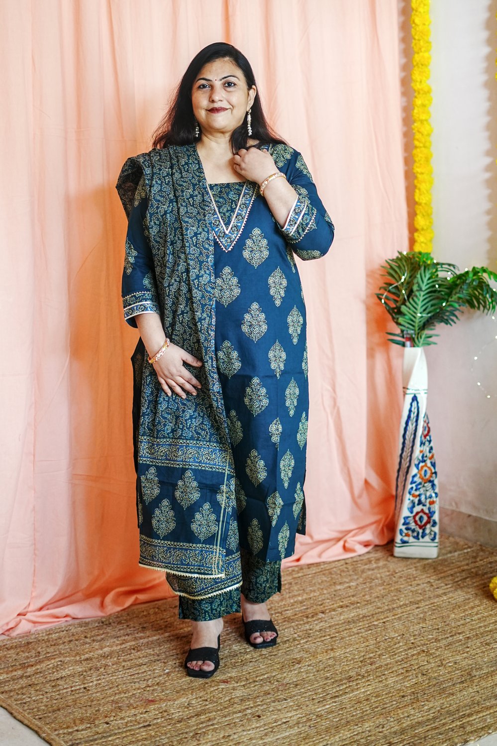 Green Butta Cotton 3 Pcs Set