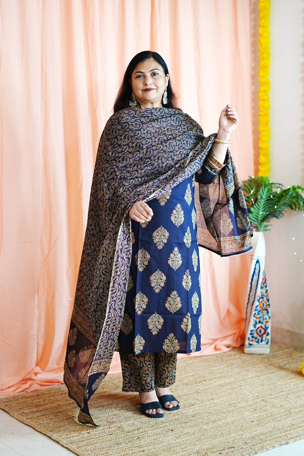 Blue Butta Cotton 3 Pcs Set