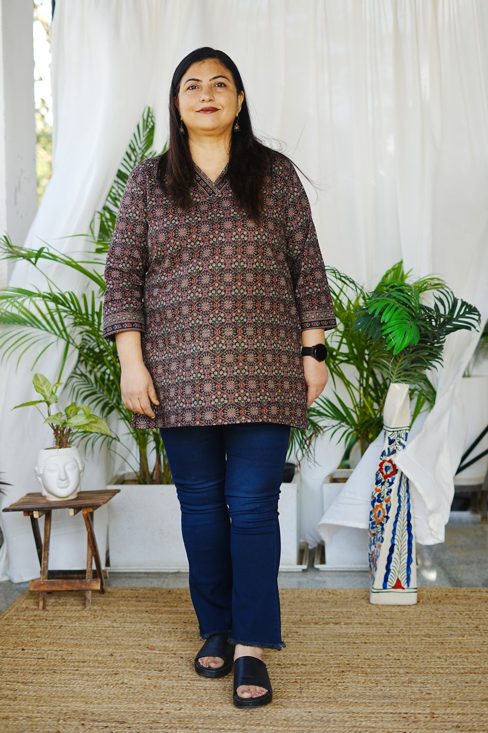 Plus Size Black Ajrakh Tunics