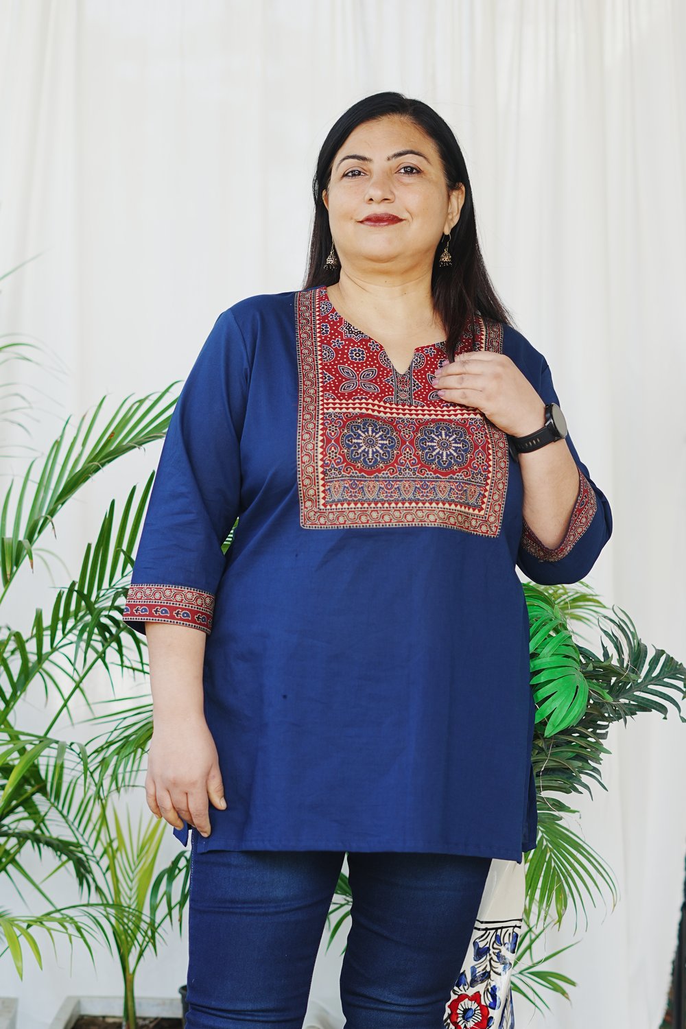 Plus Size Blue Ajrakh Tunics