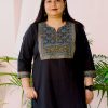 Plus Size Black Ajrakh Patch Tunics