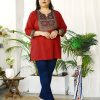 Plus Size Maroon Ajrakh Tunics
