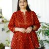 Maroon Jaipuri Printed Tunics for Plus Size