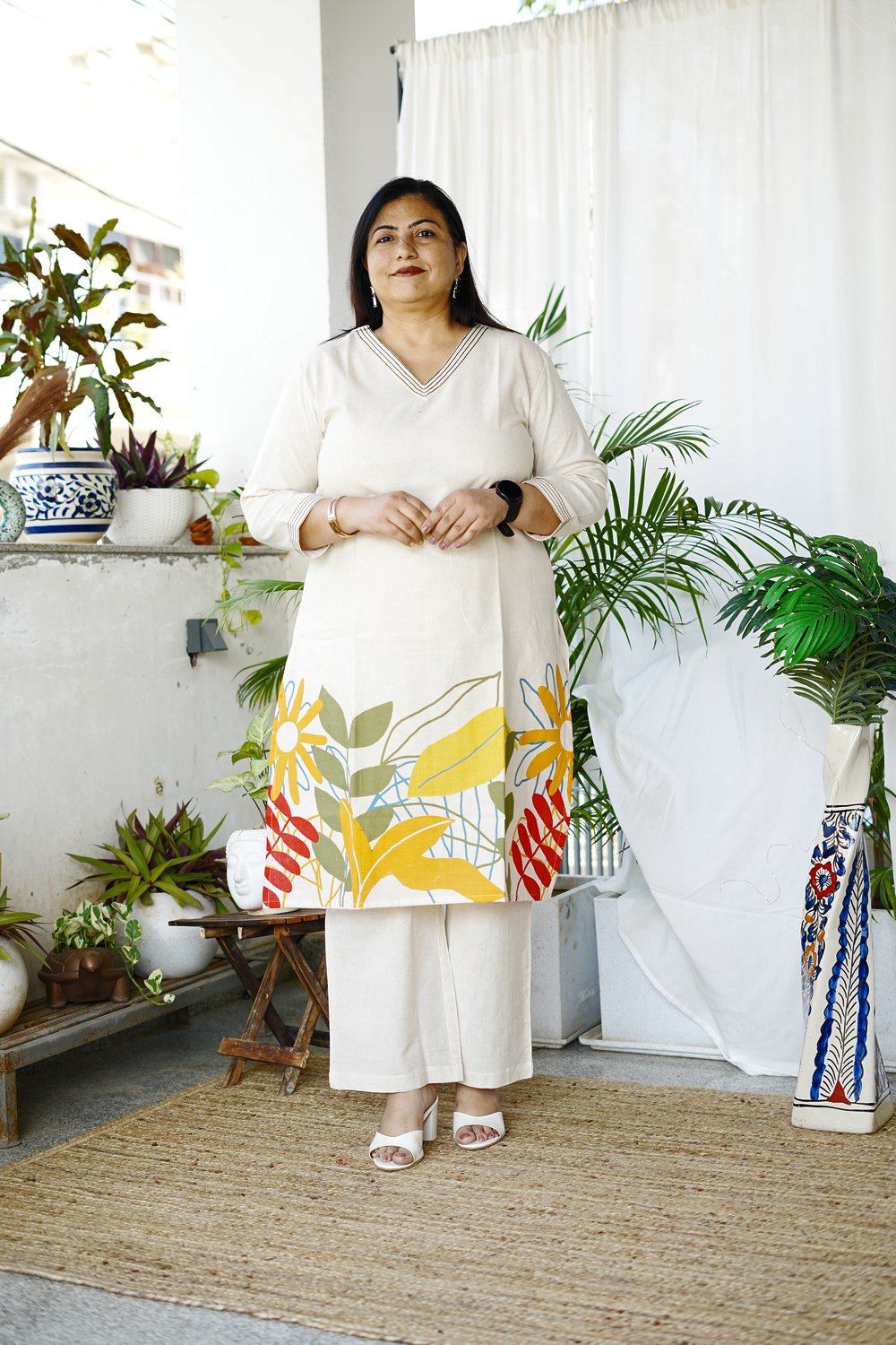 Plus Size Off White Coord Set -2