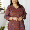 Maroon Ajrakh Printed Short Kurta