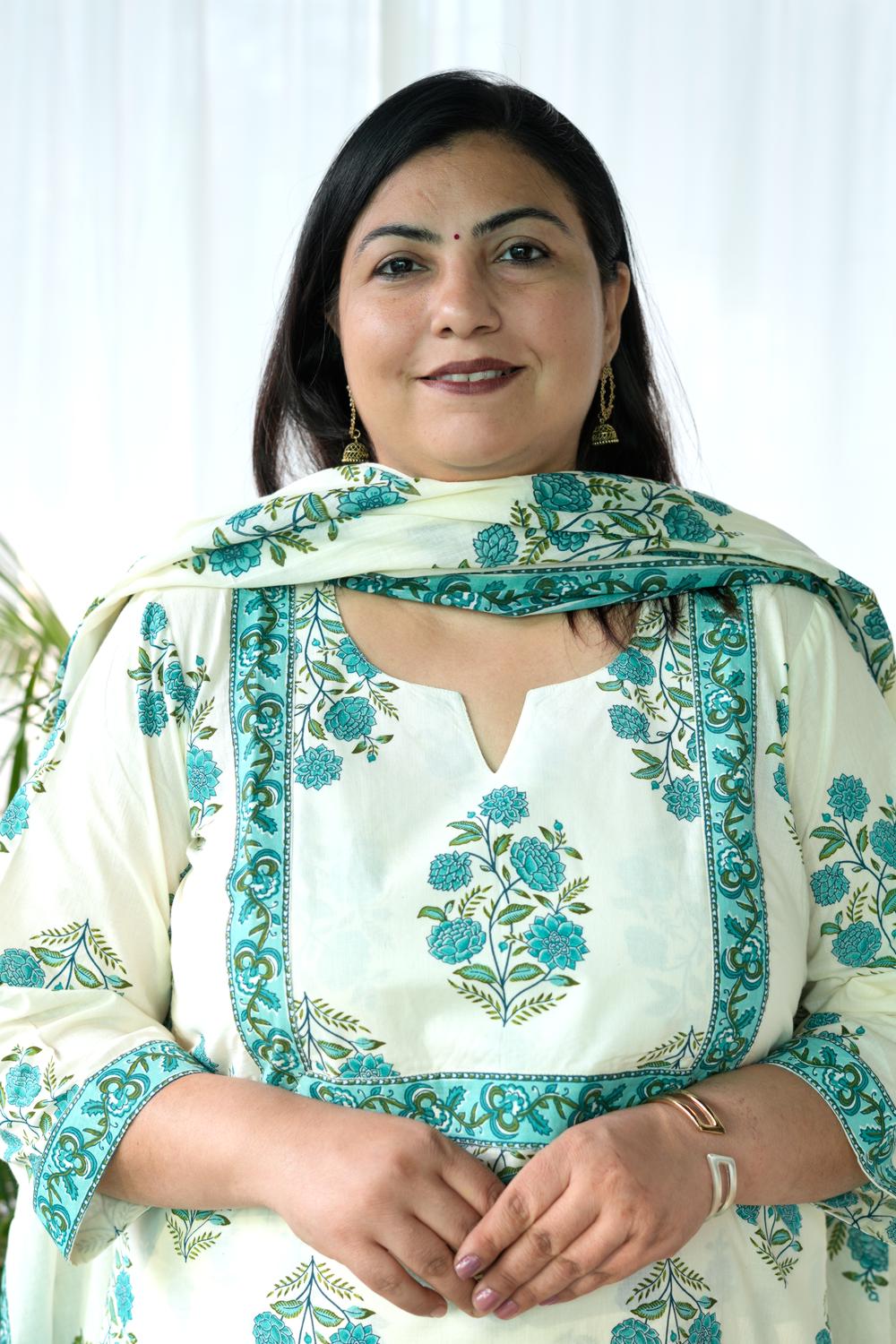 Turquoise Blue Jaipuri Butta 3Pcs Set