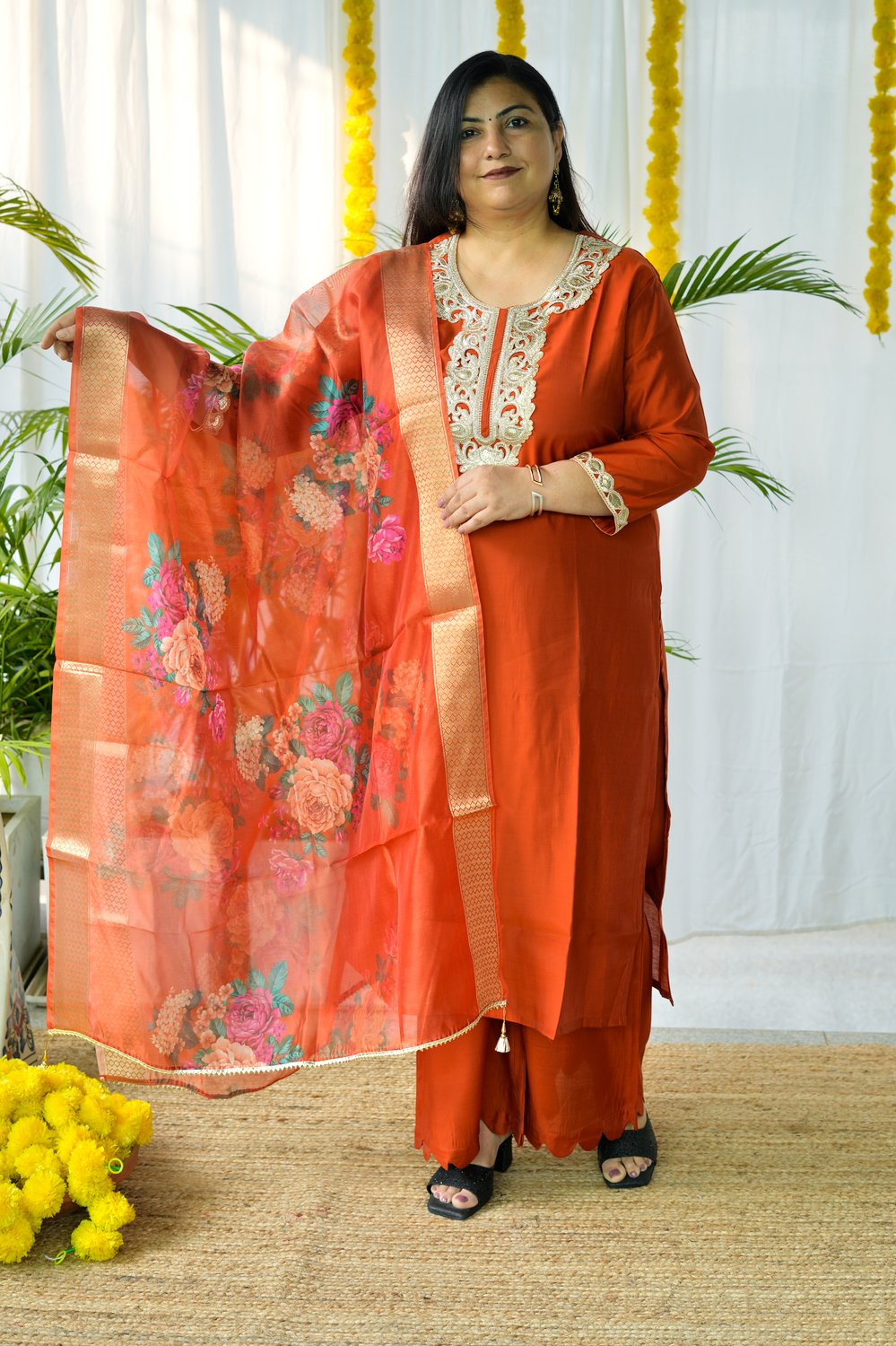 Rust Reena Dupatta Set