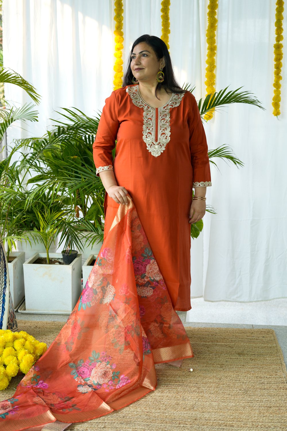 Rust Reena Dupatta Set