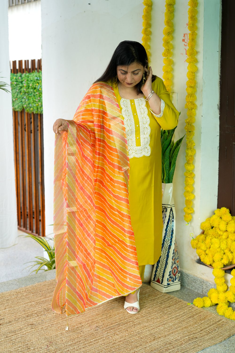 Deepika Mustard Silk Dupatta Set
