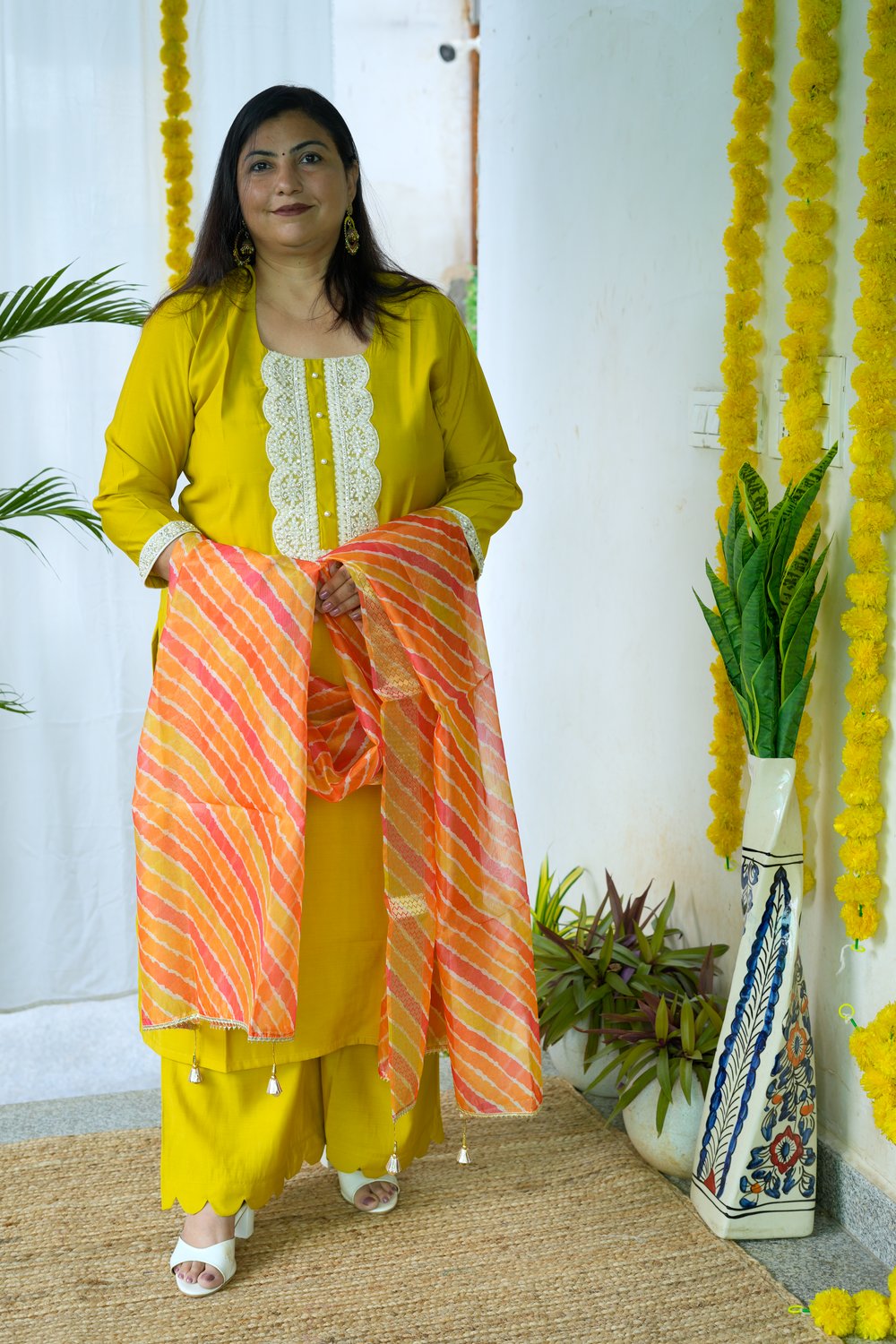 Deepika Mustard Silk Dupatta Set