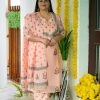 Mahak Block Printed Chanderi Peach Dupatta Set