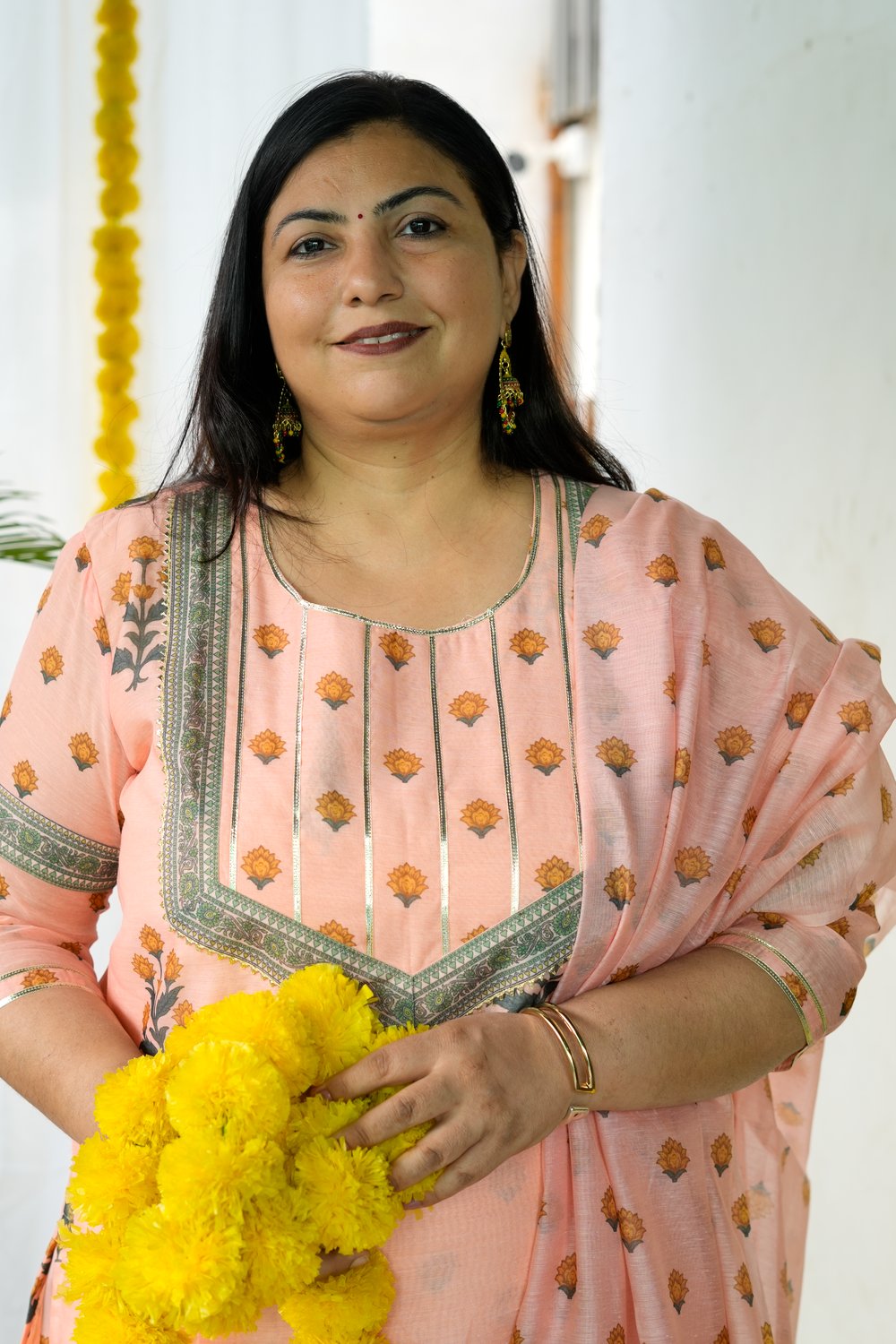 Block Printed Chanderi Peach Dupatta Set