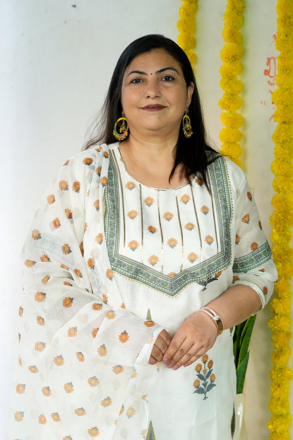 Block Printed Chanderi Off White Dupatta Set