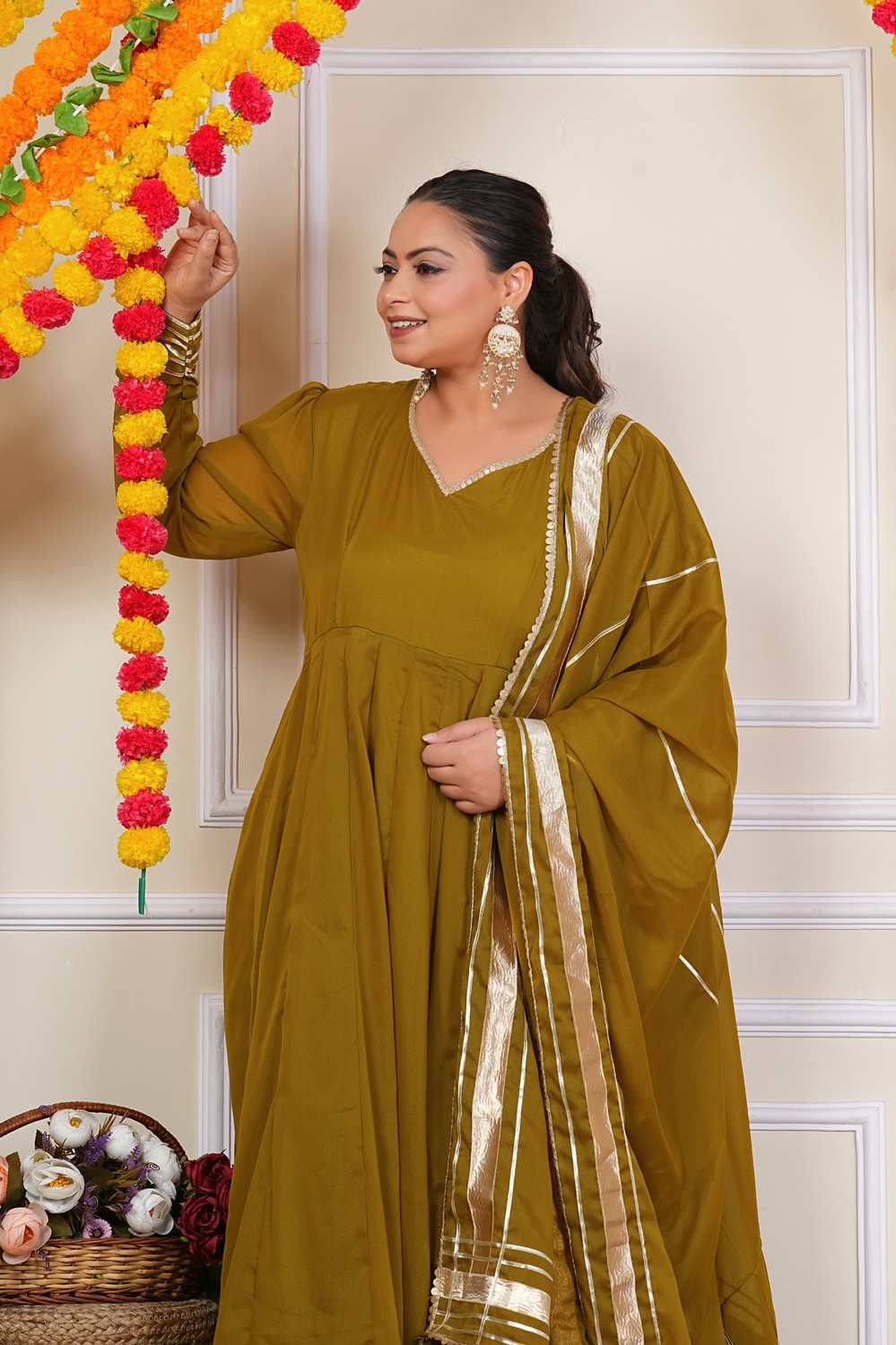 Roopa Green Sundari Silk Anarkali Dress