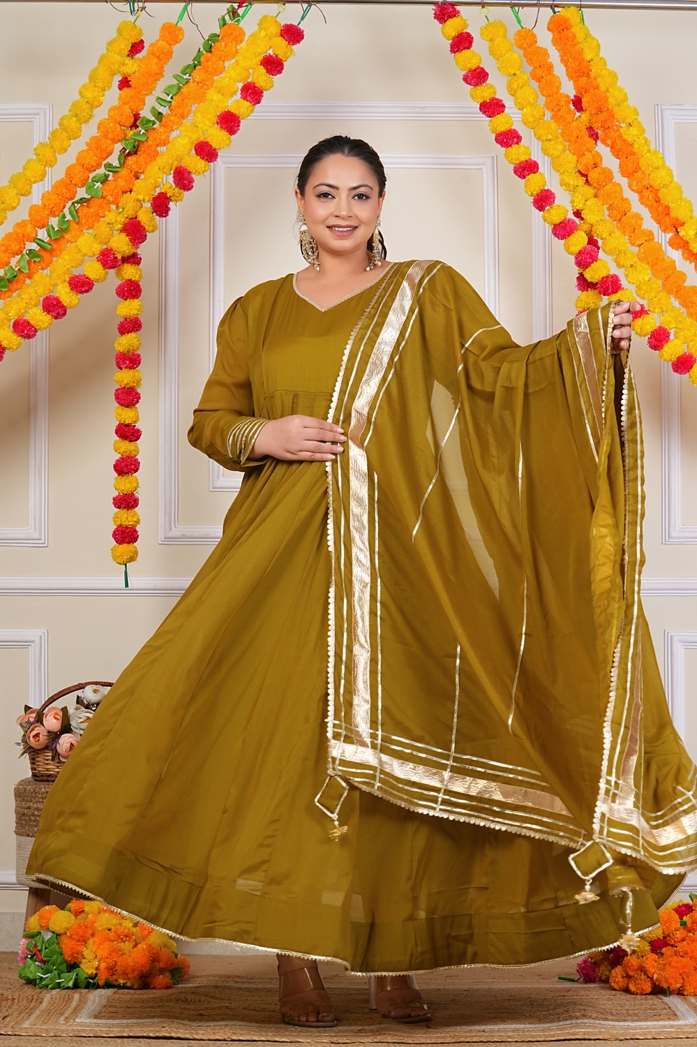 Roopa Green Sundari Silk Anarkali Dress